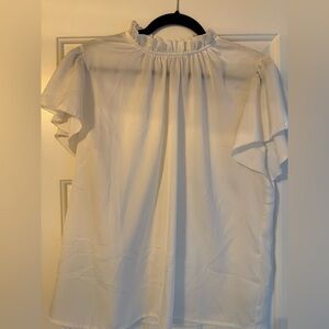 Pretty Garden Women’s White Ruffle Neck Blouse